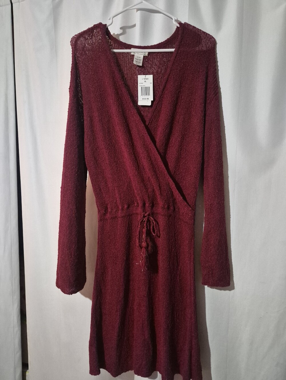 L SPACE Brand Long Sleeve Dress in Wine Red